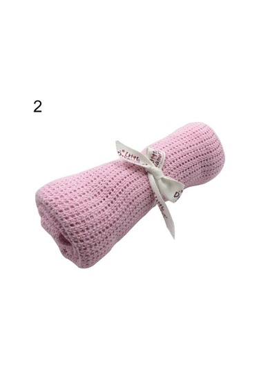 Açık Mavi Bebek Yenidoğan Yumuşak Sıcak Pamuk Düz Renk Örme Tığ Dikdörtgen Battaniye Açık Mavi