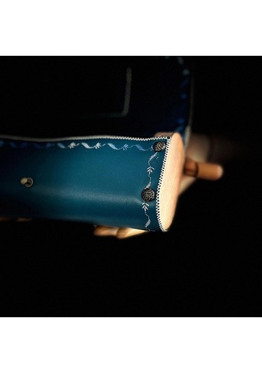 Hakiki Deri, El Yapımı Bayan Çanta, Bayan Cüzdan Larissa V35 Kahverengi - Turkuaz