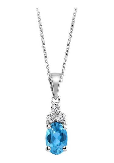 Sirius Pırlanta ve Oval Mavi Topaz Taşlı Kolye 0817P0058