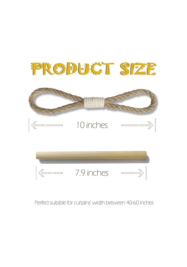 Perde Bağları Rustik Perde Askıları, Çiftlik Evi Esintili Perde Askıları, Ahşap Tokmaklı Jüt Halat, Doğal Bohem Dekor Şık Perde Askıları Diğer