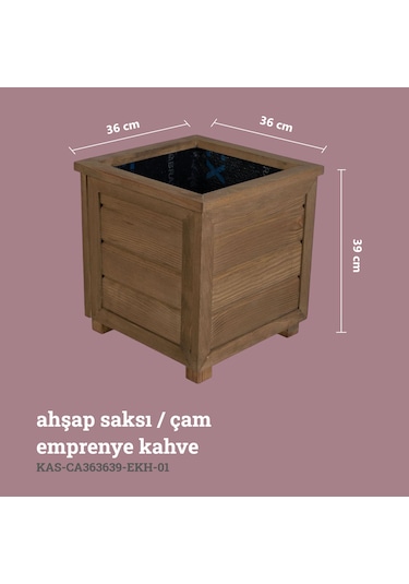Kaf Ahşap Dekoratif Ahşap Saksı / Emprenye Kahve