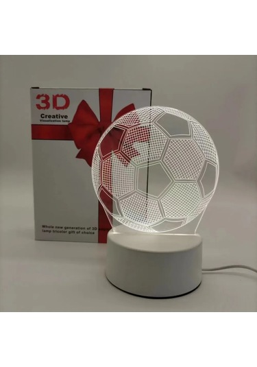 Kosona 3d Futbol Şekilli Kule Led Gece Lambası - 3 Renk Seçeneği, Dokunmatik Kontrol, Usb Beslemeli, Çocuk Odası Dekorasyonu