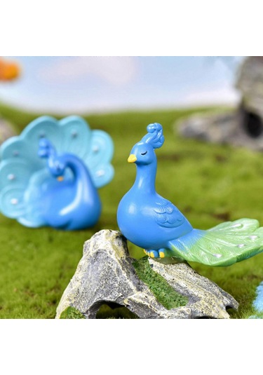 Mini Tavus Kuşu Minyatür Figürleri Sevimli Tavus Kuşu Mikro Peyzaj Dekoru Masaüstü Süsü El Sanatları Peri Bahçesi Aksesuarları Ev Dekoru No 4