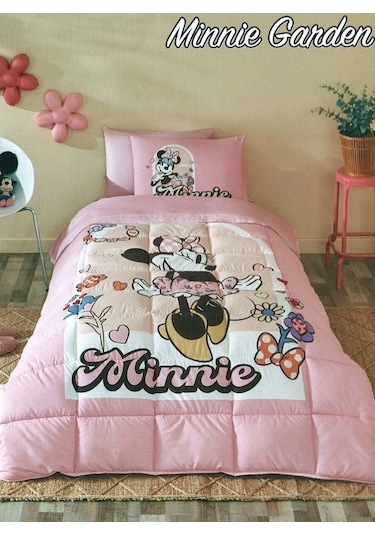 Özdilek Lisanslı Tek Kiş.çocuk Uykuseti-minnie Mouse Garden Pembe Pembe