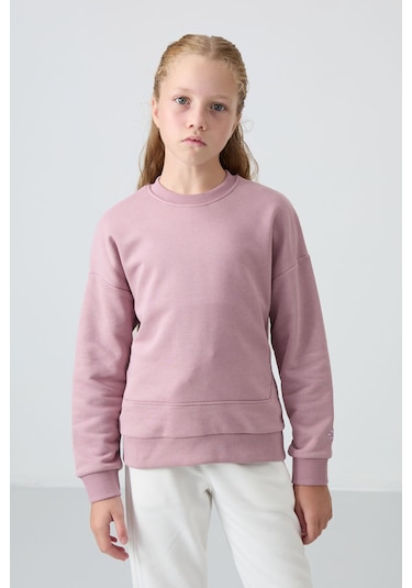 Oversıze 2li Paket Gül Kurusu-su Yeşili Kız Çocuk Sweatshirt - 75150 Gül Kurusu