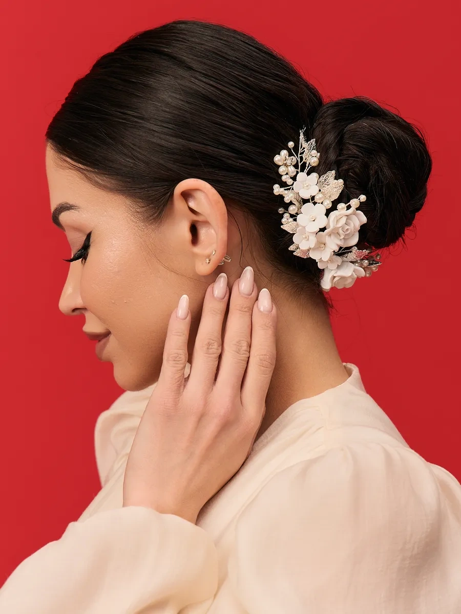 Bıjuteks Saç Taçları Düğün 91635896 Kırmızı-Beyaz