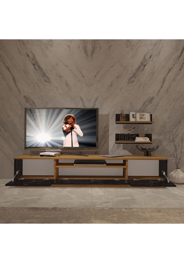 Decoraktiv Trio 4 Mdf Tv Ünitesi Tv Sehpası Pera - Siyah Mermer