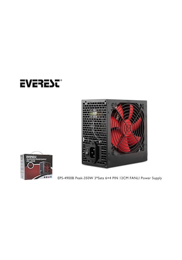 Everest EPS-4900B Peak-350W 3xSata 6+4 Pin 12 CM Fanlı Güç Kaynağı