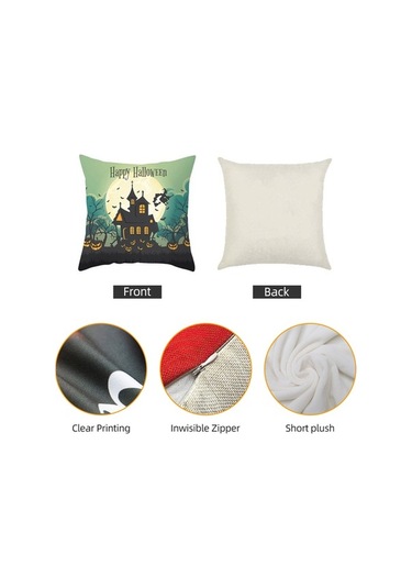 Novahub Cadılar Bayramı Yastık Kılıfı: Şık Desenli Şeftali Kadife, 45x45cm, 15 Renk Seçeneği, Bayram Dekorasyonu Diğer