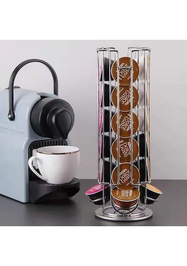 Mufunye Döner 24'lü Nescafé Dolce Gusto Kapsül Rafı, Mutfak Organize Edici, Dayanıklı Malzeme, Hızlı Erişim Ystorage Yz1314-1 Diğer