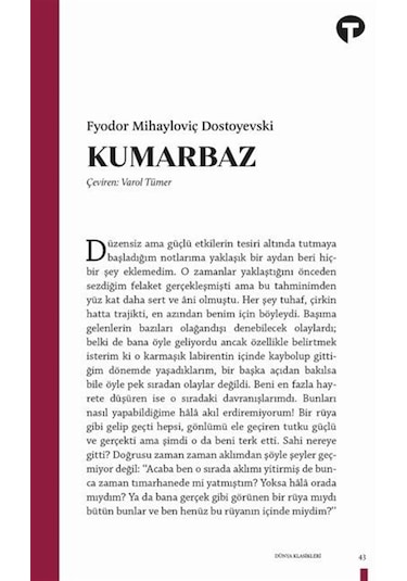 Kumarbaz / Fyodor Mihayloviç Dostoyevski