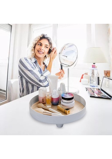 Suntek Vanity Tepsi Takı Yatak Odası Dresser Parfüm Bilezik Gri