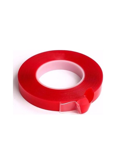 Çift Taraflı Bant 15mm X 5 Mt. Kırmızı Şeffaf