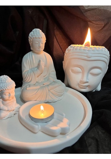 Özel Tasarım Buda Beton Soya Mum Takımı