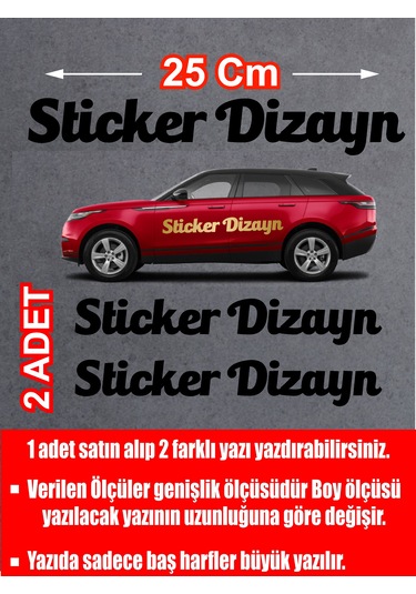 Kişiye Özel Yazı - 2 Adet Isim Soyisim Yazı - Araba - Oto - Araç -motosiklet - Karavan Sticker Etiket 02515 25 Cm