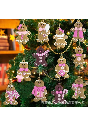 Springsun Modern Minimalist 12 Adet Pvc Kürdan Manzaralı Noel Asısı - Büyük 9.5cm Ve Küçük 6.4cm Boylar, Kahverengi Rengi, Noel Ağacı, Ev Dekorasyonu İçin