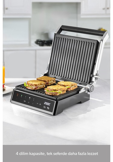 Homend Grilliant 1341H Inox Gövdeli Döküm Plakalı Tost ve Izgara Makinesi