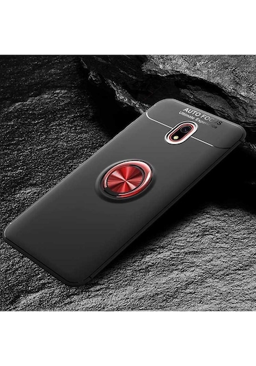 Xiaomi Redmi 8a Kılıf Zore Ravel Silikon Kapak Siyah-Kırmızı