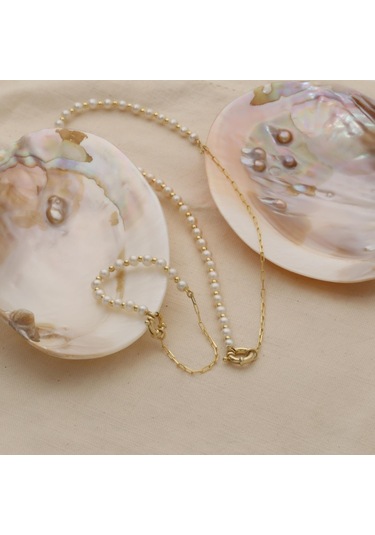 925 Ayar Gümüş Cream Tatlı Su İncisi Set-5.59mm