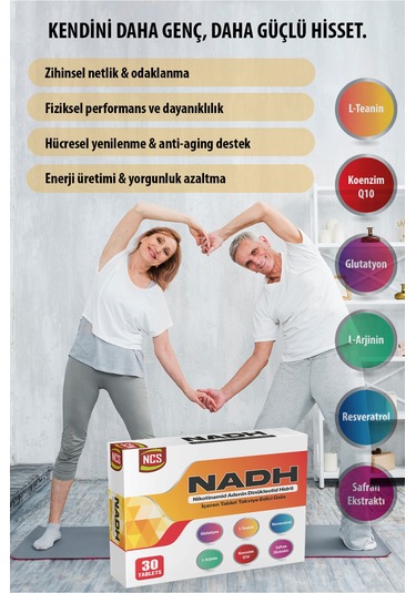 Nadh Safran Koenzim Q10 Glutatyon Teanin L-arjinin Resveratrol 30 Tablet L-sitrulin D-riboz