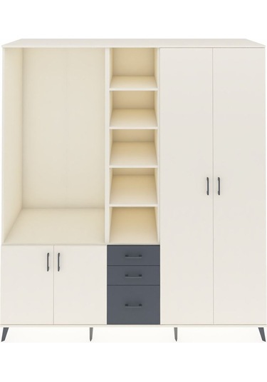 Kronos Dolap 13 Raflı 3 Çekmeceli 4 Kapaklı 220x59x243 Aytaşı-aytaşı/antrasit Aytası/antrasıt