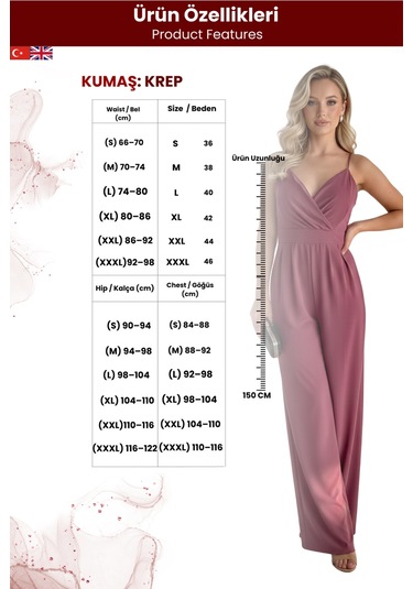 Zedefx Kadın Kruvaze Kesim Tasarım Tulum Pembe