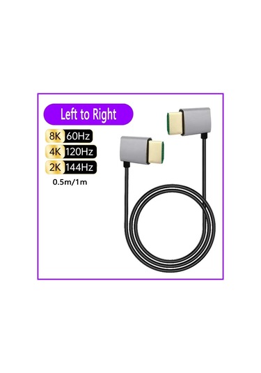 8k 90 Derece Hdmı 2.1v Kablo Kordonu 8k 60hz 4k 120hz 48gbps Earc Arc Hdcp Left To Right 0.5m Diğer