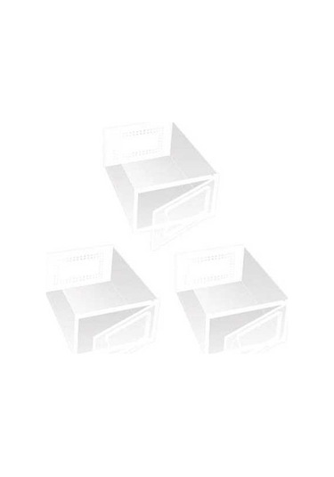 Novahub Şeffaf 3 Adet Ayakkabı Saklama Kutusu, Havalandırma Deliği, İstiflenebilir, Plastik, Modern Tasarım Şeffaf