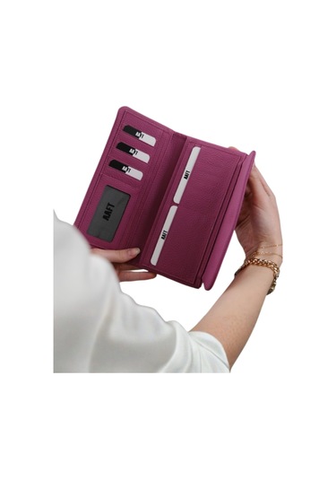 Mft Leather Hakiki Deri Kadın Cüzdan Beauty 3467 Flother Mat Pembe