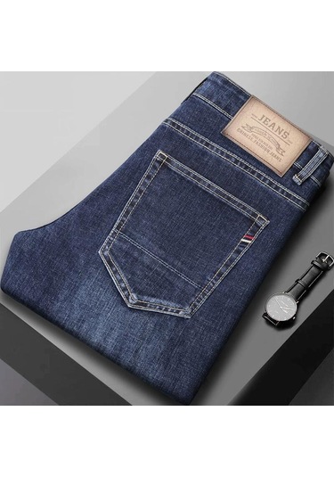 2025 İlkbahar Ve Sonbahar Yeni Üst Düzey Erkek Kot Pantolonları Koyu Mavi
