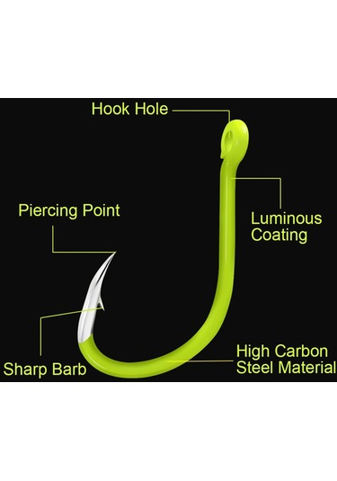 50 Adet Aydınlık Balıkçılık Kancaları Karbon Çelik Gece Glow Balıkçılık Kancaları Type 2&11