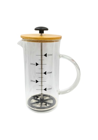Ahşap Kapaklı French Press 350 Ml Bitki Çay Demleme Kupası Çift Kapaklı Ahşap Ve Plastik Kapak Kahve