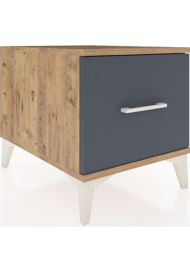 Kronos Komodin Tek Çekmeceli 44x59x48 Çam-antrasit Atlas Çam