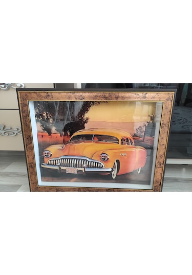 Sarı Araba Nostaljik 35 X 50 Rölyef Tablo