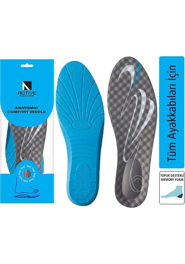 Blue Gel Darbe Emici, Topuk Destekli Masaj Yapan Erkek Spor Ayakkabı Tabanlığı 199-mm