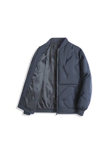 Pamuk Dolgulu Şık Moda Büyük Beden Kışlık Erkek Mont Mavi