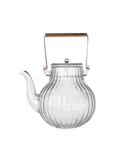 Yaratıcı Cam Demlik Tiliang Pot Cam Pot Çiçek Çay Fincanı Krizantem Yaprakları Bakır Kolu Isıya Dayanıklı Cam Çay Seti Çaydanlıklar Altın - Beyaz