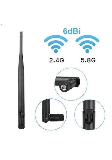 20 Cm 2.4 & 5.9 Ghz Wi-fi Anten 6dbi Modem Wifi Router Sma Erkek