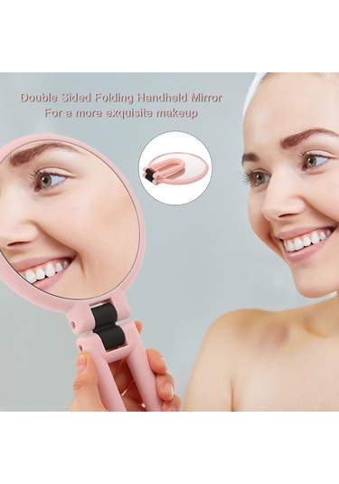 Qingmipy "katlanabilir Çift Taraflı Büyüteçli Makyaj Aynası - 15x Yakınlaştırma, Taşınabilir Ve Pratik" Beyaz