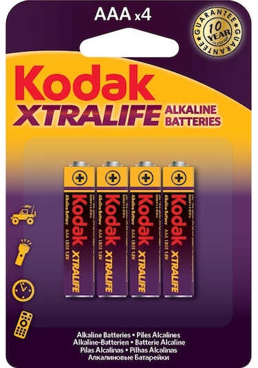 Kodak Xtralife AAA Alkalin İnce Kalem Pil 4'lü