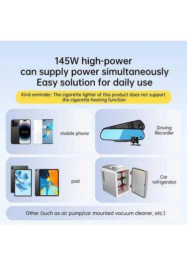 Novahub 145w Yüksek Güçlü Araba Şarj Cihazı, Pd45w+type-c+usb, Led Voltaj Gösterge, Otomobil/kamyon/suv İçin