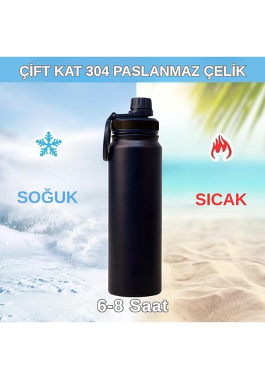 Paslanmaz Çelik Termos 780 Ml-manyetik Telefon Tutuculu Siyah