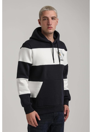 Kapüşonlu Lacivert Slim Fit Full-zip Sweatshirt 24fwm64077 Lacivert