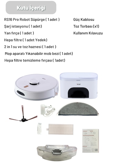 Yui RS16 Pro Akıllı Robot Vacuum & Mop Süpürge