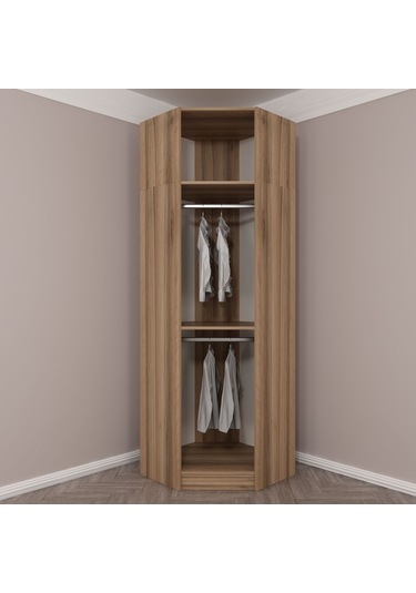 Kale 1 Kapaklı Köşe Dolap + Yüklük Dore Dore Plus 255cm Ceviz