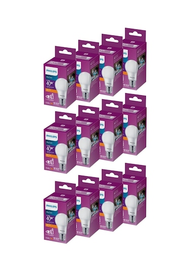 Philips Led 5-40W Ampul 2700K Sarı Işık 12Li