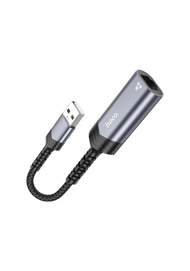 Hoco. Ua26 Tak Çalıştır Usb To Rj45 100 Mbps Ethernet Dönüştürücü - Gri