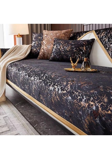 Jms Siyah 1pc Basit Ve Modern Işık Lüks Dört Mevsim Evrensel Kaymaz Kanepe Örtüsü 90 70cm
