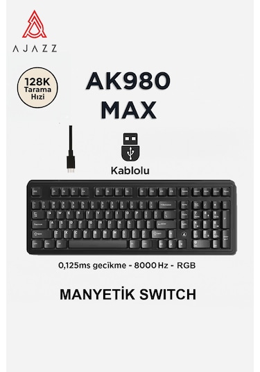 Ak980 Max He Manyetik Switch Klavye- 128k Tarama Hızı-0.125 Ms Ultra Düşük Gecikme-8000 Hz