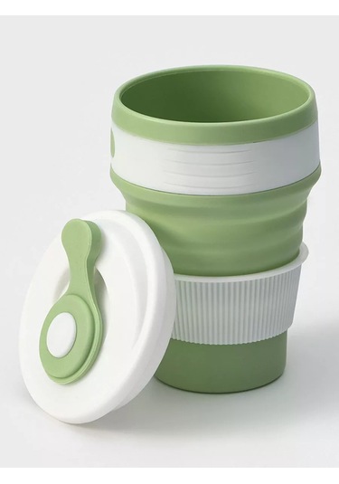 Skyphos Katlanabilir 350 Ml Silikon Kapaklı Bardak 152540869 Yeşil